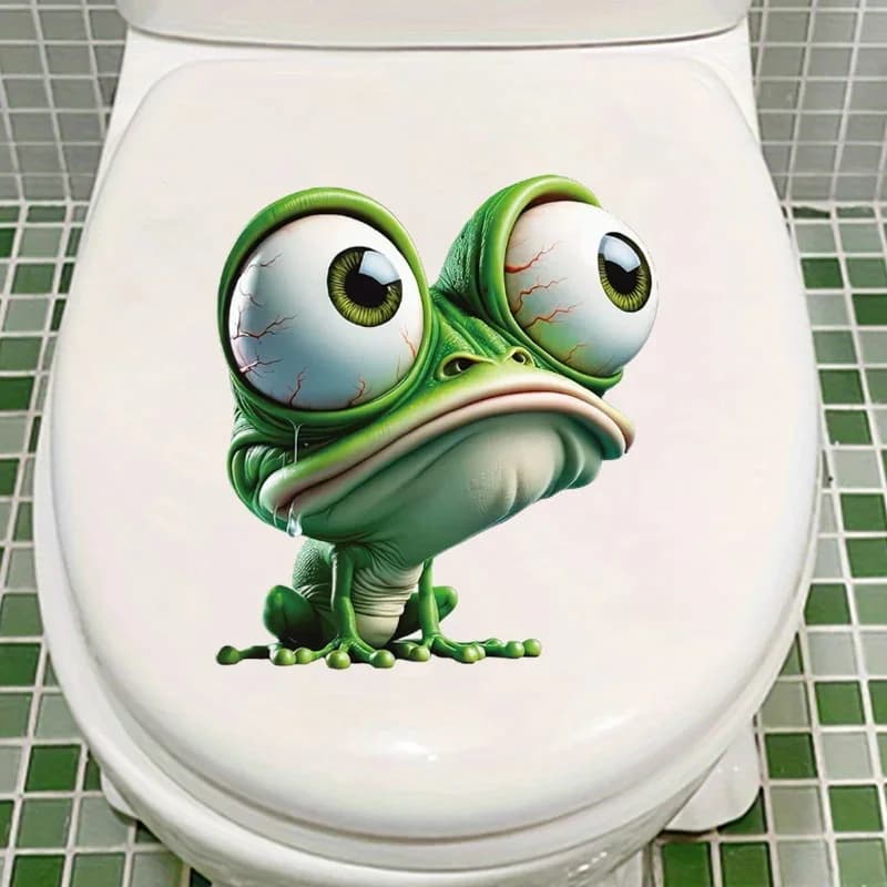 Cartoon Big Eyes Frog Wall Sticker Bathroom Toilet Decor Living Room Cabinet Refrigerator Home Decoration Decals Stickers L1