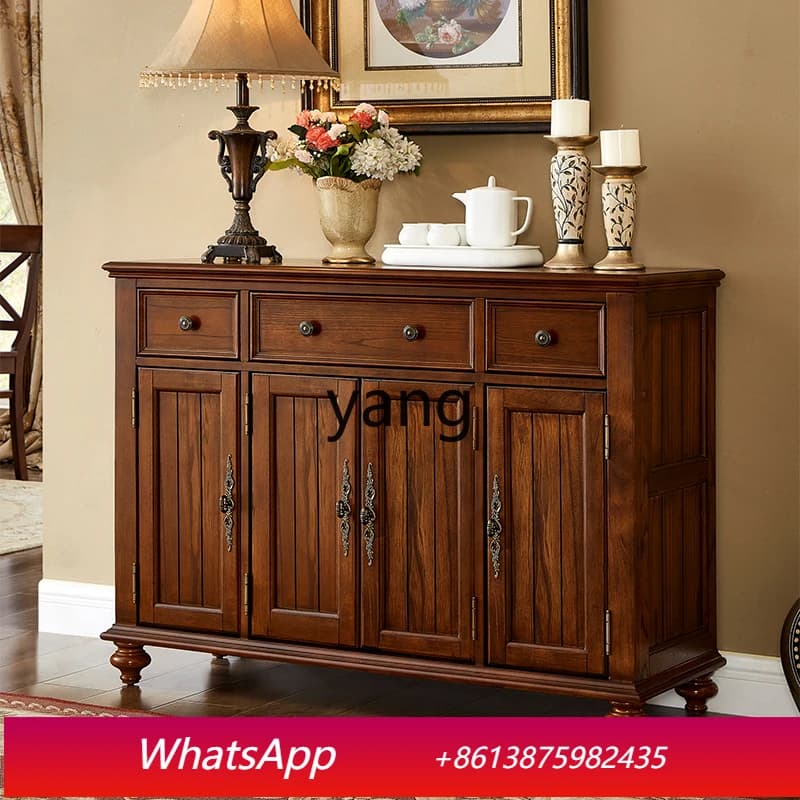 LH  American locker All solid wood household dining side living room entrance tea and wine cabinet