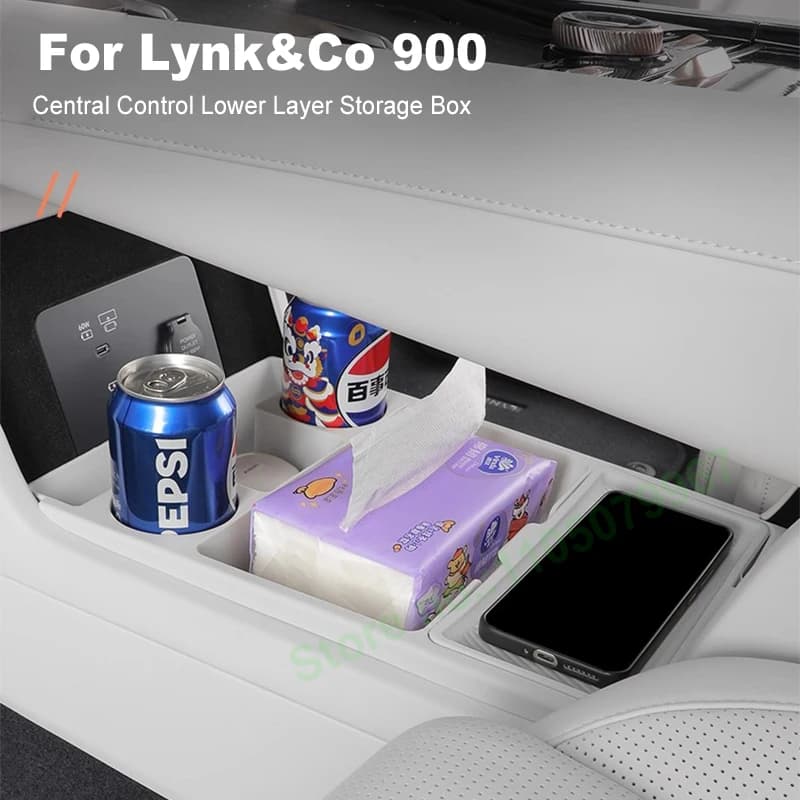 For Lynk & Co 900 2025 Car Central Control Lower Layer Organizer Storage Box Silicone Privacy Car Decoration Accessories