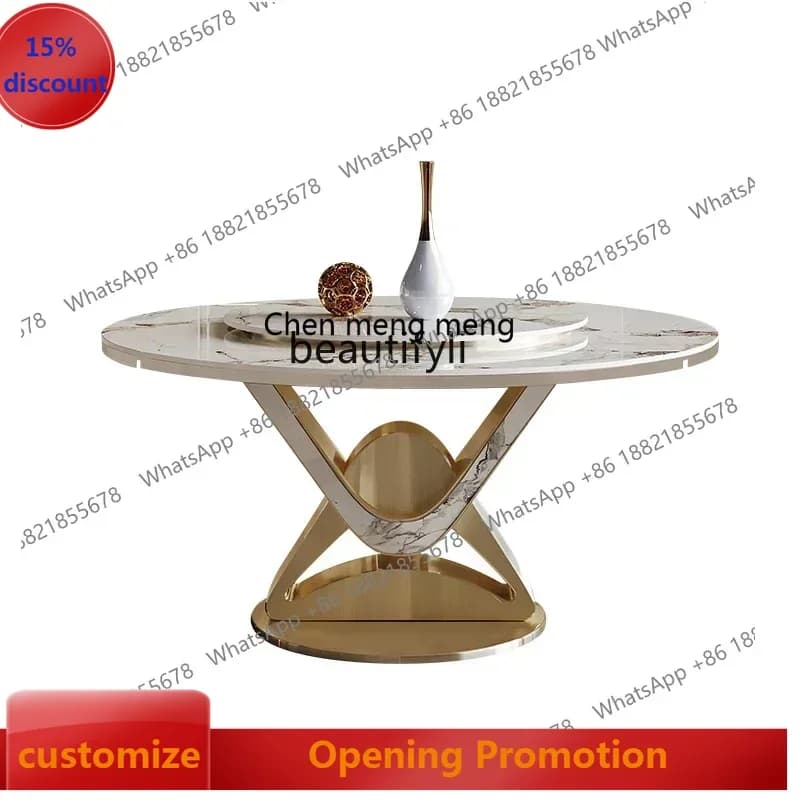 ss 8617 Dining table square and round dual-purpose light luxury household dining table with turntable hidden induction cooker
