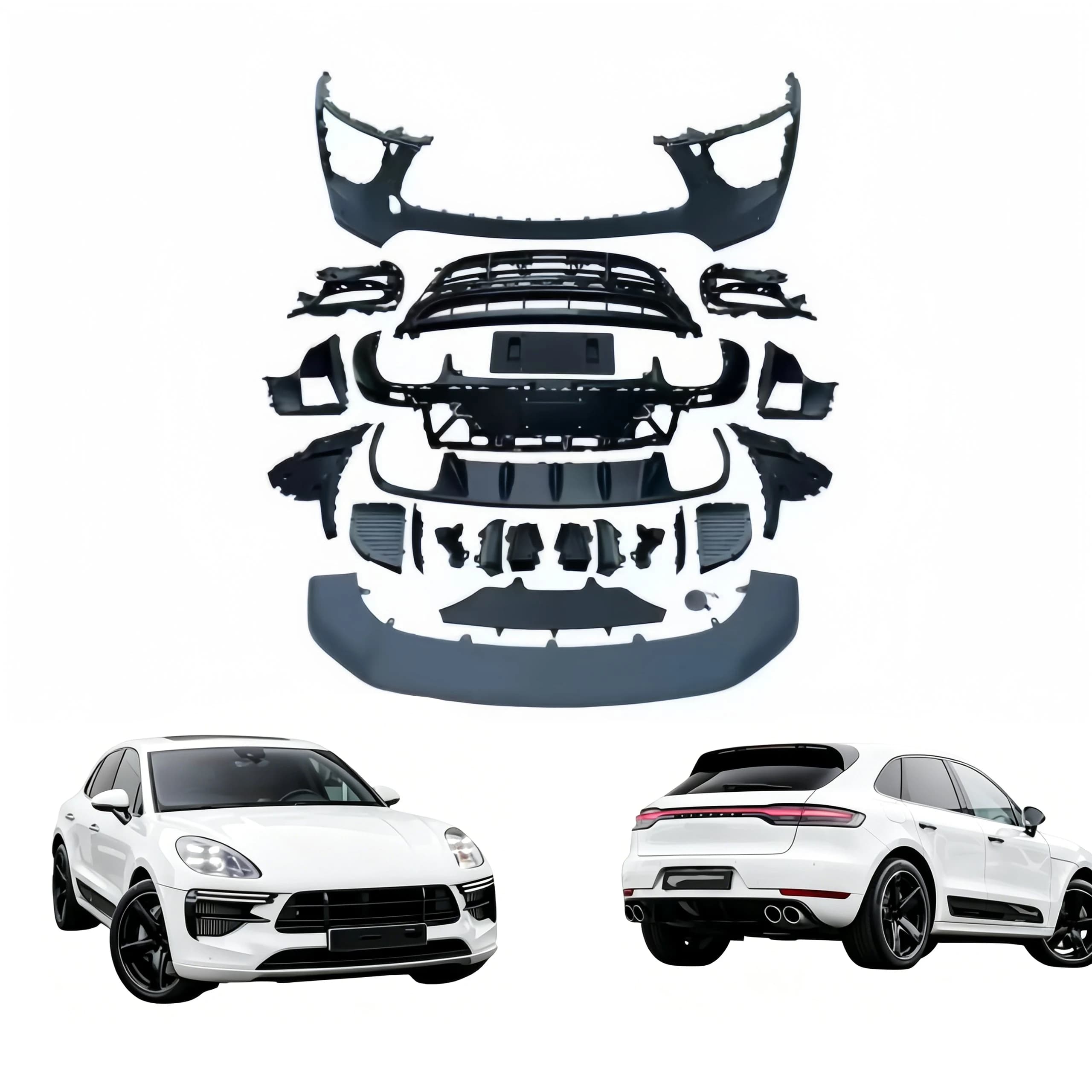 Facelift Front Bumper Body Kit for Porsche Macan 2014-2021 Turbo S Style Auto Grille Retrofit Upgrade