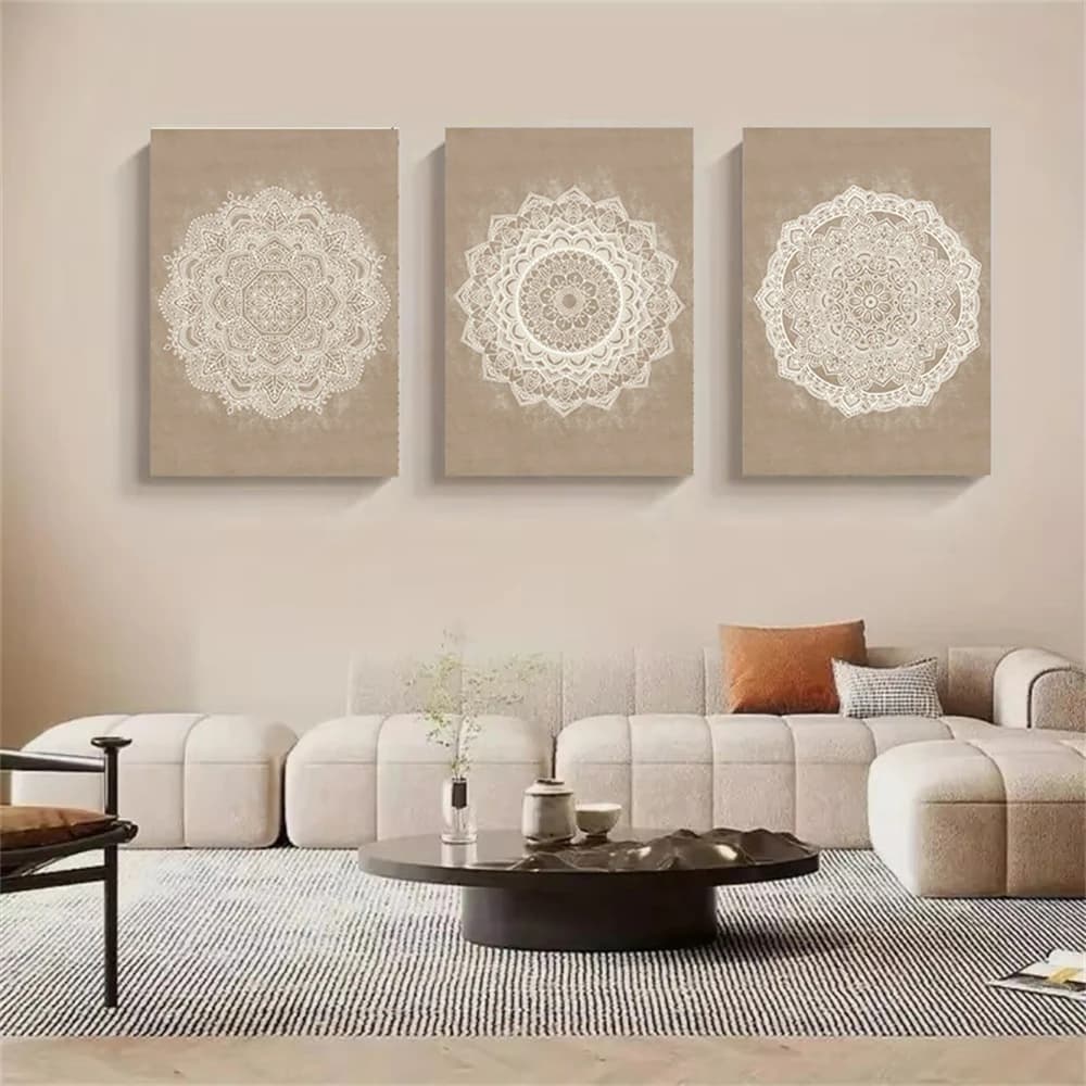 Bohemian Mandala Floral Beige Abstract Posters And Prints Canvas Painting Wall Art Pictures For Living Room Interior Home Decor