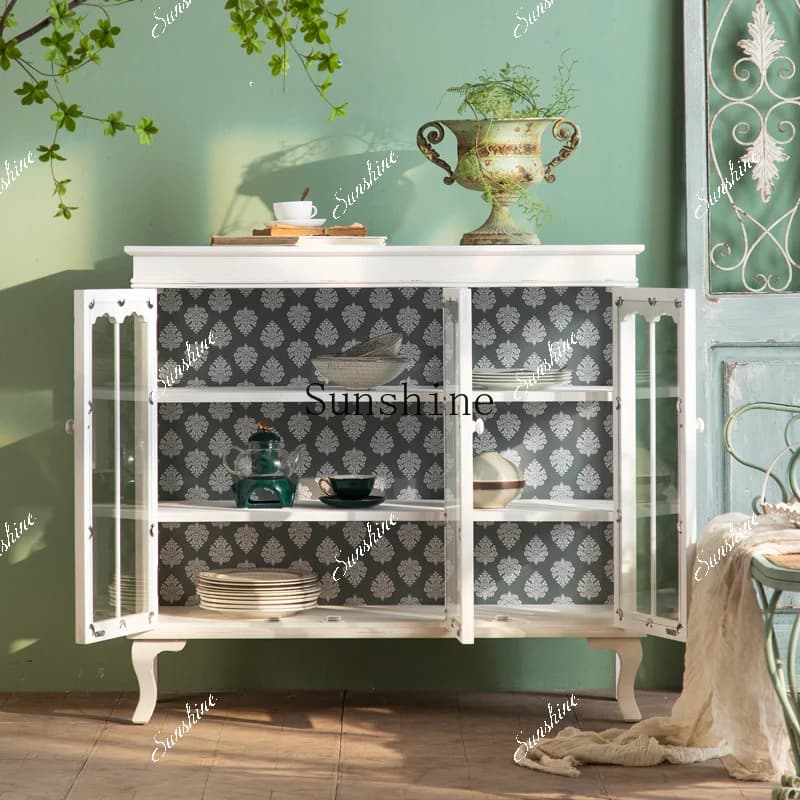 French solid wood dining side living room storage household entrance floor locker FT