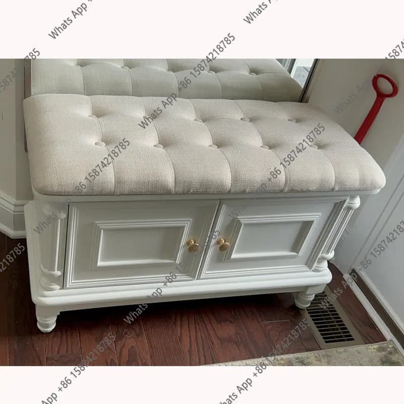 American solid wood shoe changing stool, home door can sit storage stool, multi-functional retro painted European style