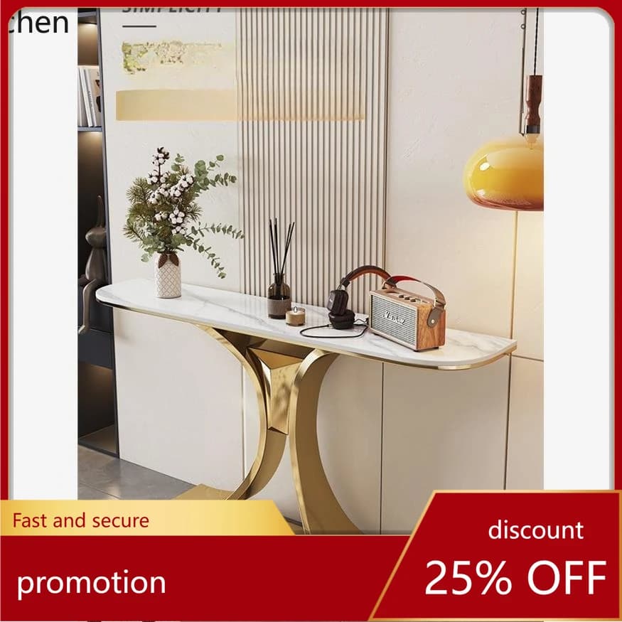 HT stainless steel entrance table, high-end strip case against the wall entrance decoration minimalist entrance table