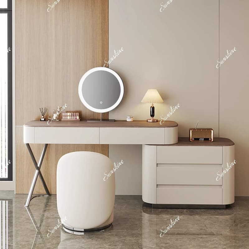 Italian minimalist dressing table, simple modern bedroom, dressing table