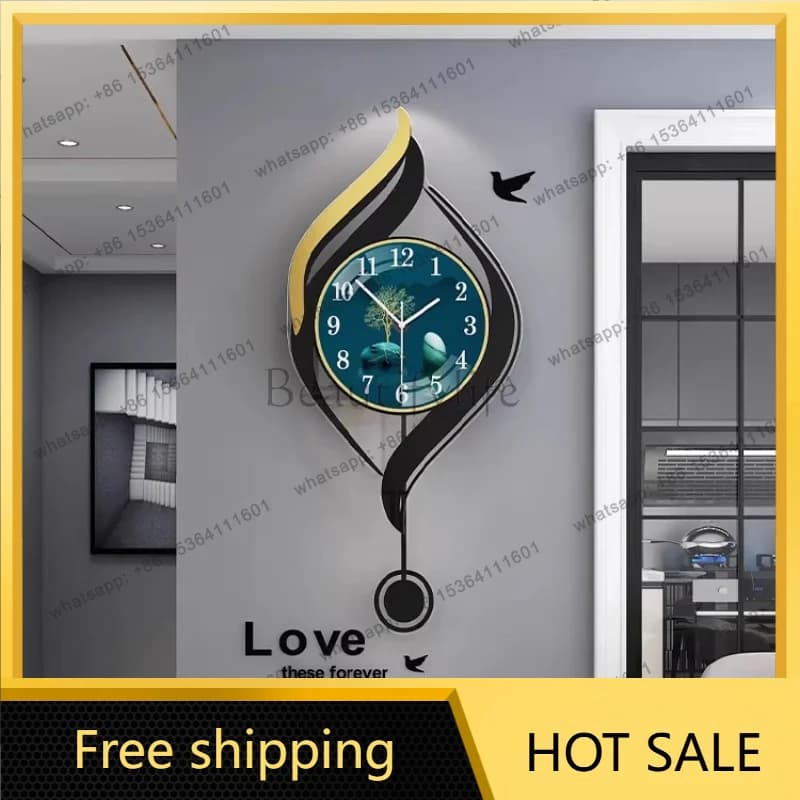 LJY Chinese Style Xenomorph Wall Clock Modern Creative Luxury Metal Art Decor Silent Wall Watch For Living Room Study Home Decor