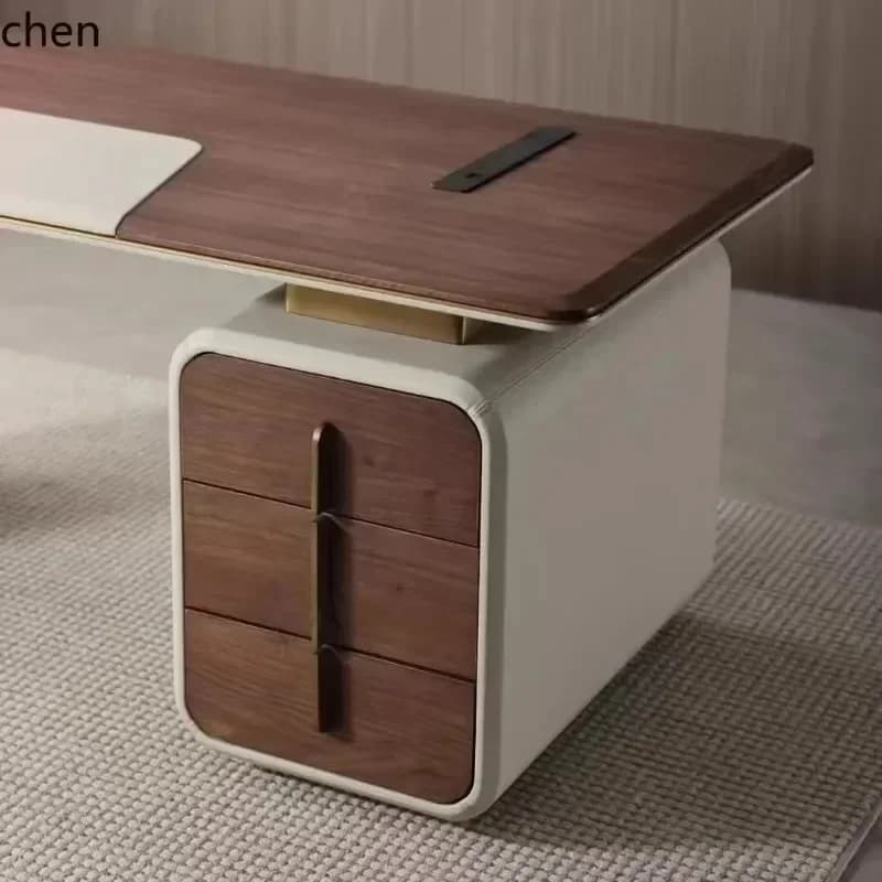 DSA   Minimalist Black Walnut Office Minimalist Modern Computer Solid Wood Desk Furniture