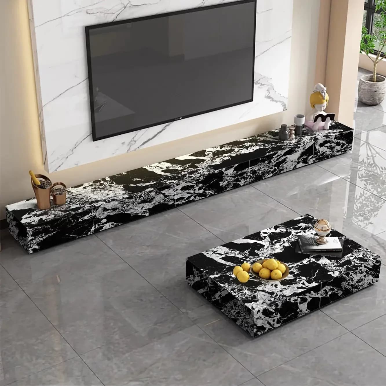 HT light luxury coffee table combination floor type Internet celebrity room long TV cabinet