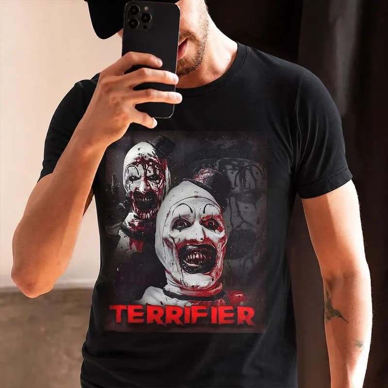 Retro Horror Movie Terrifier Art The Clown Killer Scary Halloween Gift T Shirt 0912 Short Sleeve Graphic clothes All size tops