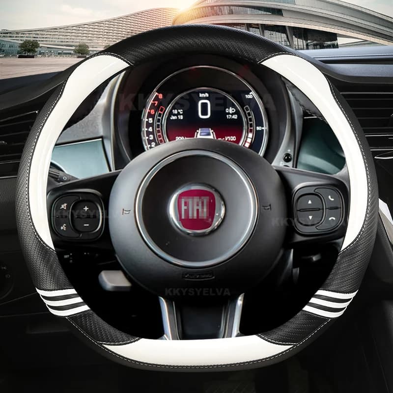 Car Steering Wheel Cover Carbon Fiber For Fiat 500 2007-2022 500e 2020 2021 500L 2014-2018 500X 2015-2022 Auto Accessories