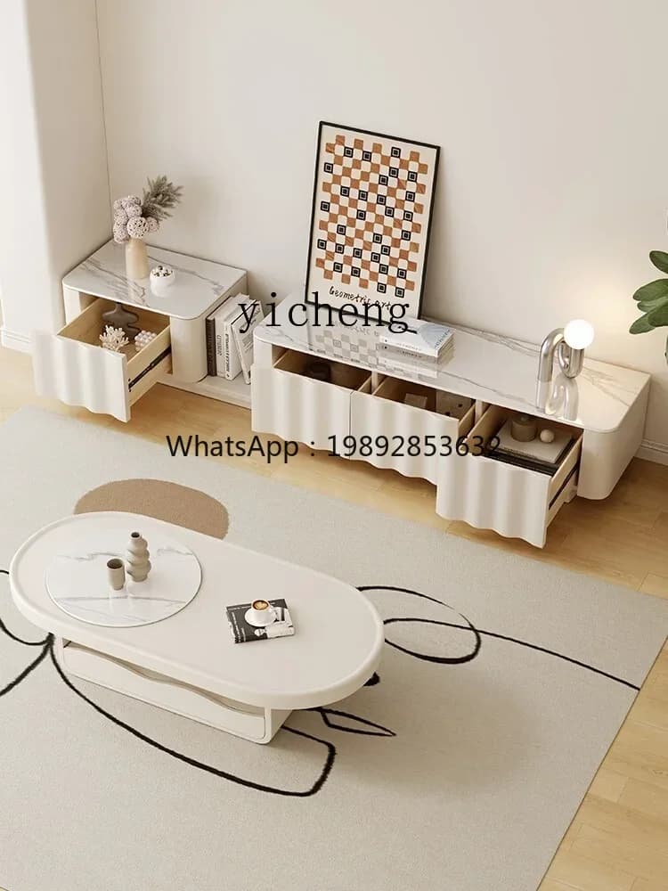 rock slab coffee table TV cabinet combination small apartment living room home TV cabinet