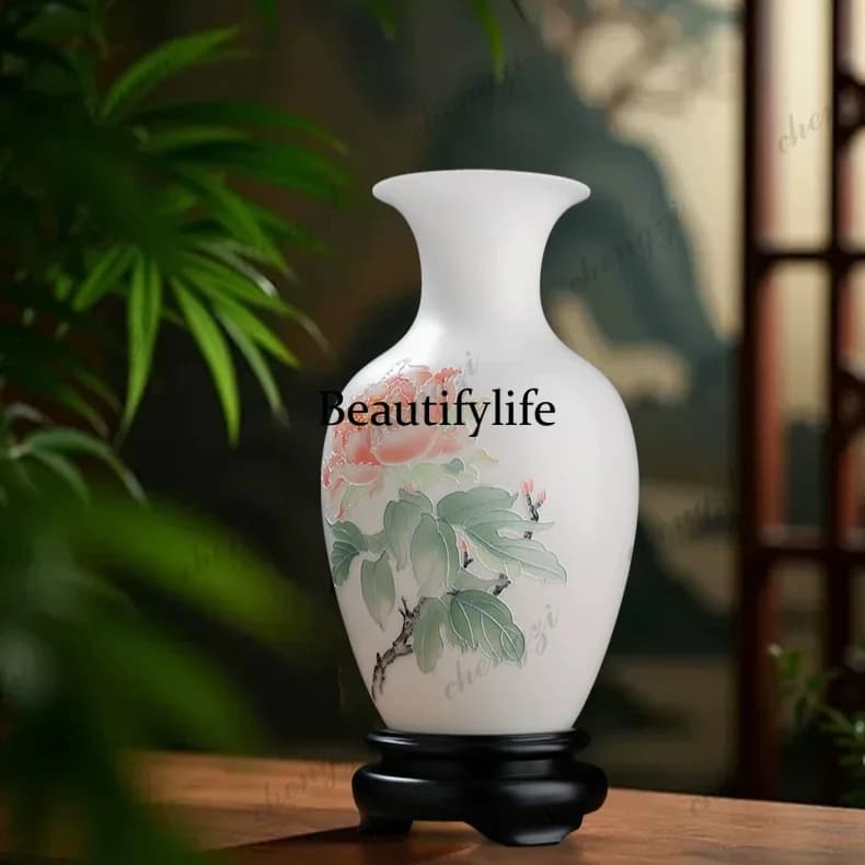 New Chinese ceramic hand-painted vase ornament Chinese living room TV cabinet Bogu frame ornament