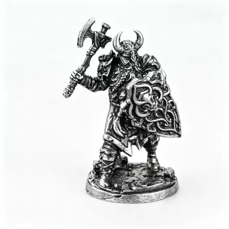 Metal Viking Warrior Miniature, Solid White Copper Wargame Figurine, Tabletop Game Decor Collectible Model for Men Gift