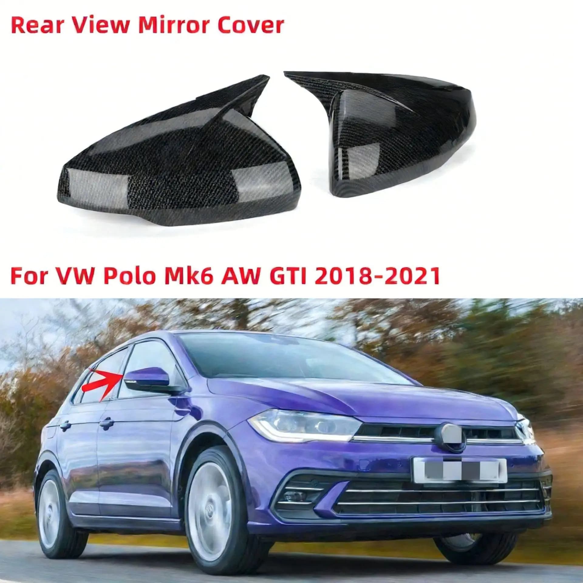 Suitable for Volkswagen POLO MK6 car mirror housing mirror cover modified rearview mirror cover horn 2019-2021