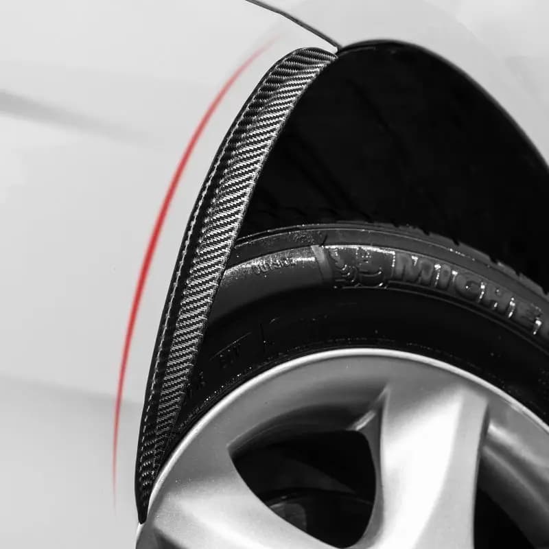 2Pcs Carbon Fiber Rubber Wheel Eyebrow Protector Universal Car Fender Arch Anti-scratch Moulding Trim Strip Exterior Sticker