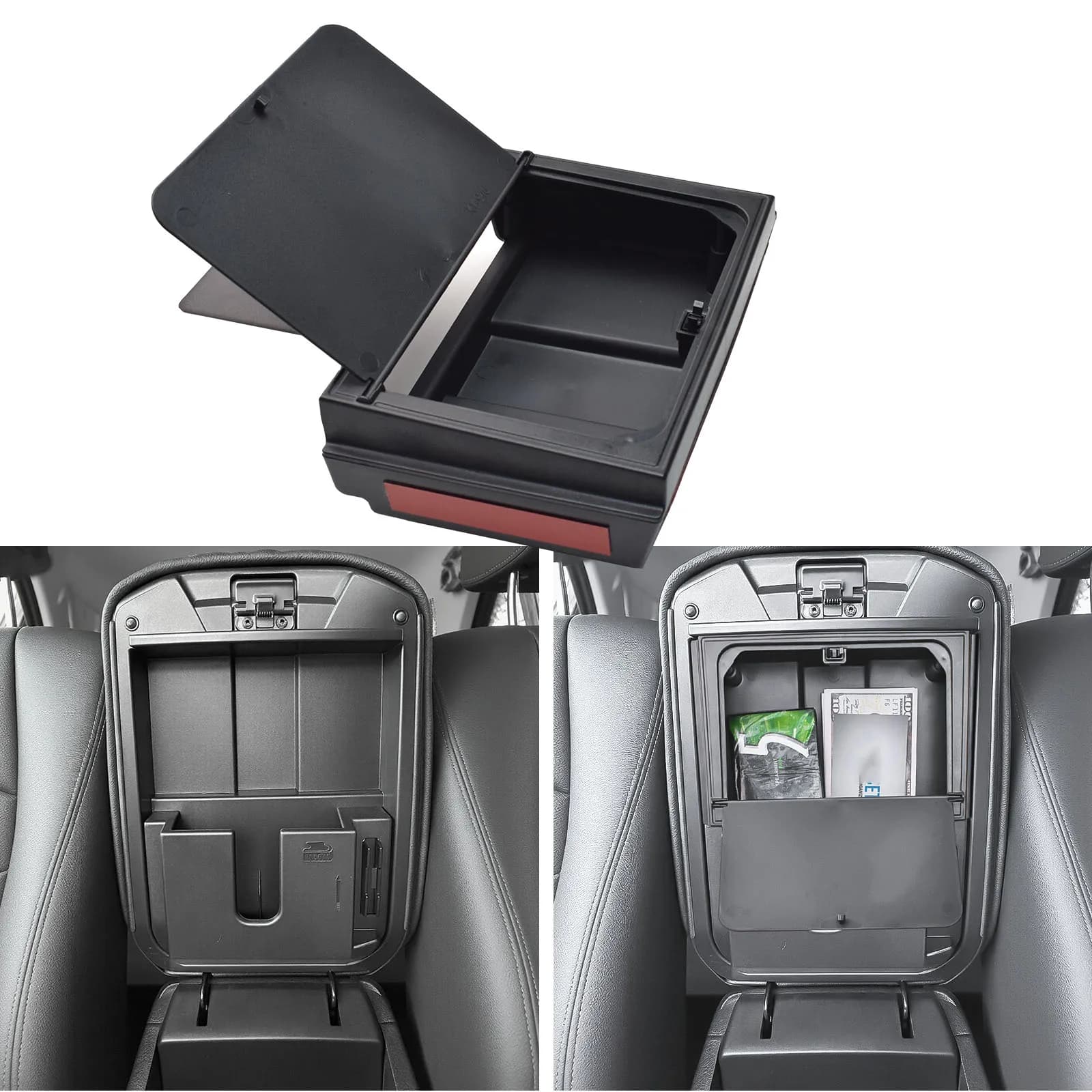 Center Console Hidden Storage Box Tray for Toyota 4Runner Accessories 2010-2023 2024 Armrest Hidden Secret Car Storage Organizer