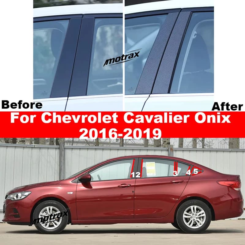 Car B C Pillar Stickers PC Window Trim Cover for Chevrolet Cavalier Onix 2016-2019 Central Middle Glossy Pillar Decoration