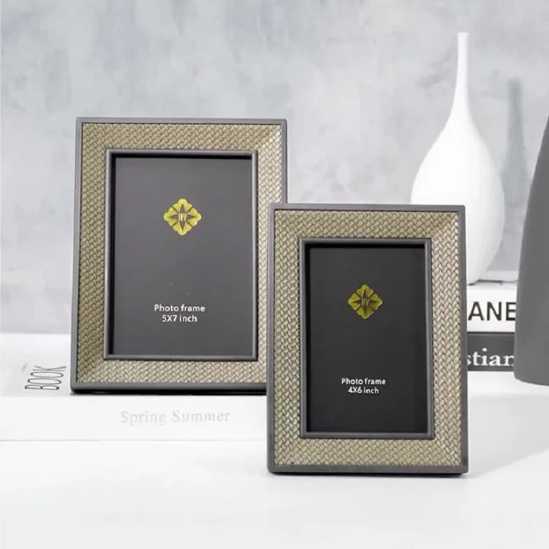 Creative Leather Photo Frame Stylish Desktop Metal Decor for Bedroom Premium Quality Leather Picture Frame Tabletop Display