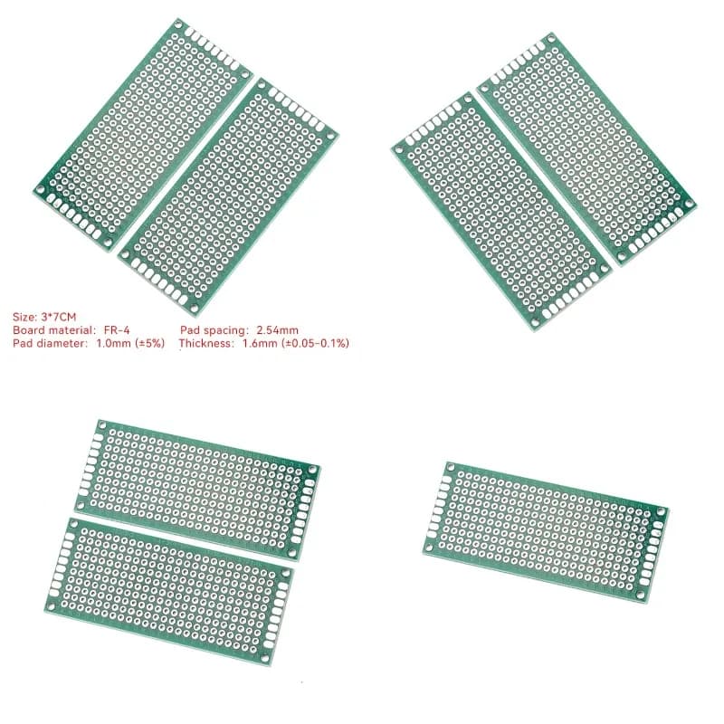 2PCS 3x7CM Double-Sided Universal Breadboard 2.54mm Pitch DIY Electronics Prototyping Board