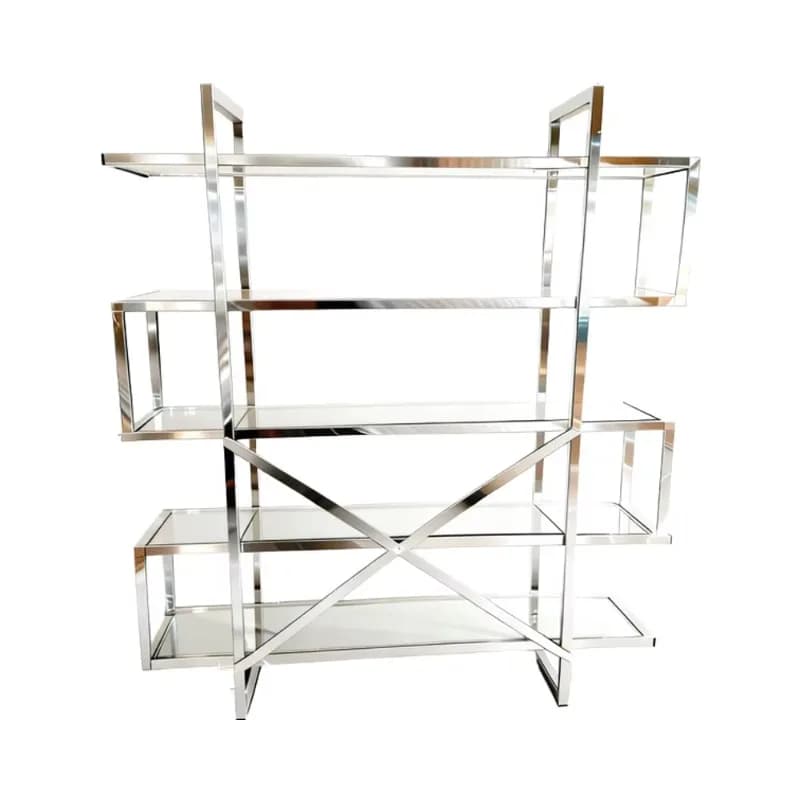 #Modern Stainless Steel 5-Tier Adjustable Bookshelf For Home Office & Living Room With Display Features