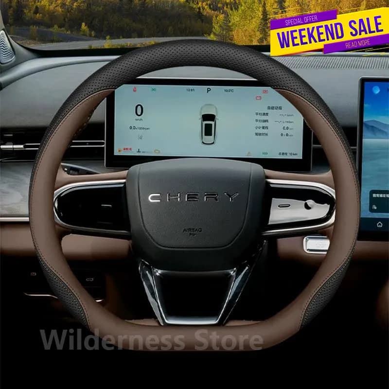 Sport Style Leather Steering Wheel Cover for Chery Tiggo 9 8 Pro 8 Plus 7 Plus Fengyun T9 Arrizo 8 jaecoo j7 7 5 8 accessories