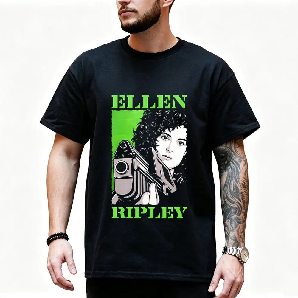 ELLEN RIPLEY Alien Movie Graphic T‑Shirt Vintage Sci‑Fi Horror Xenomorph Print Tee Unisex Short Sleeve Casual Streetwear S-6XL