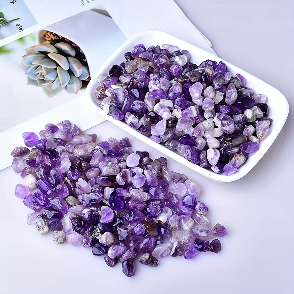1 Pack Natural Crystal Amethyst Stone, Fine Polished Irregular Shaped Crushed Stone, DIY Home Indoor Decorative Stone