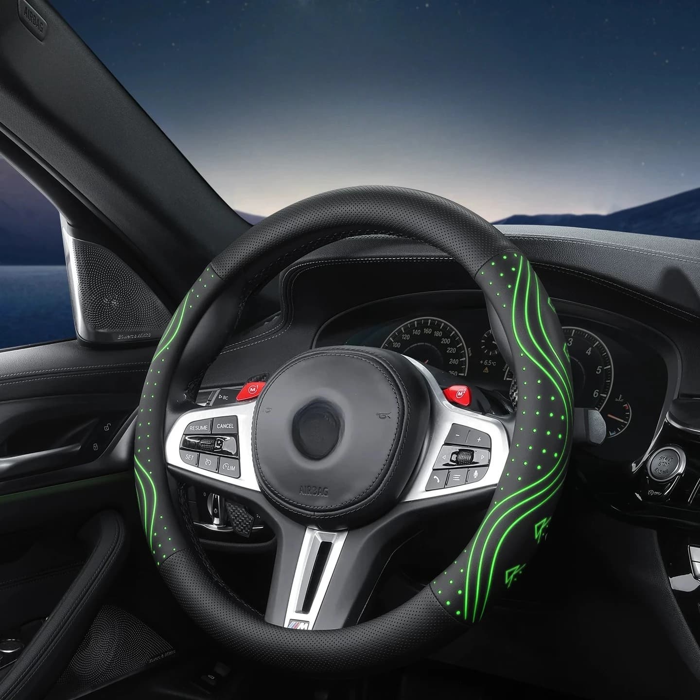 New Glow in Dark Car Steering Wheel Cover D Shape Ultra Thin Universal Fluorescent Interior Accessory
