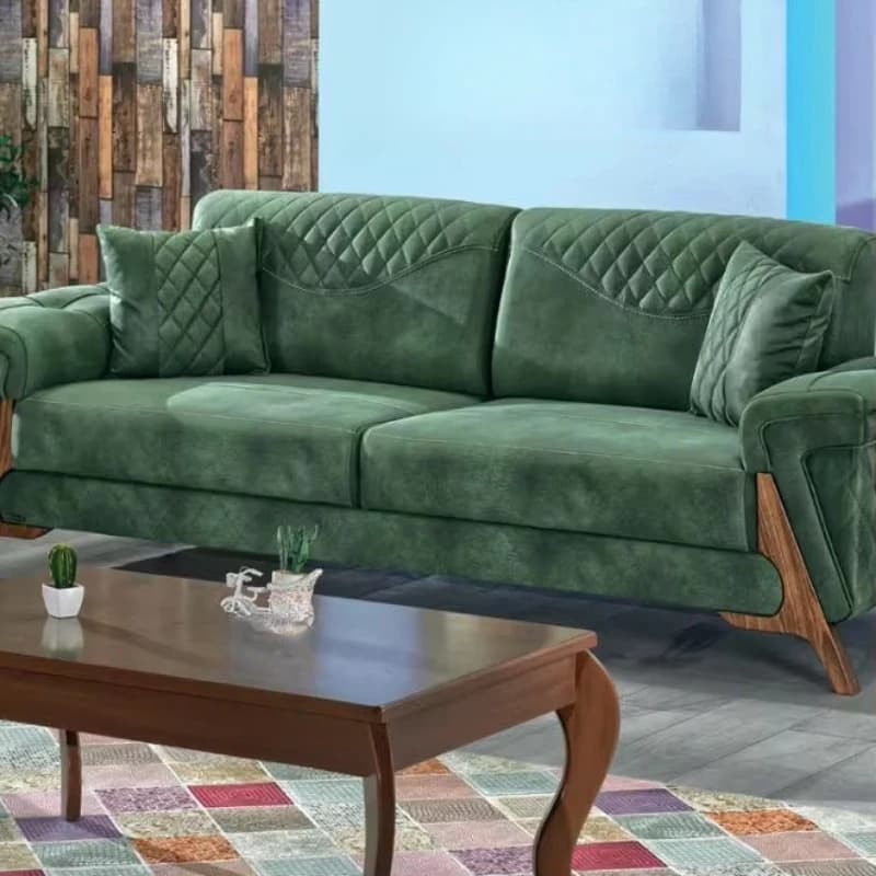 Fabric sofa set with solid wood frame, suitable for living rooms, hotels, and apartments