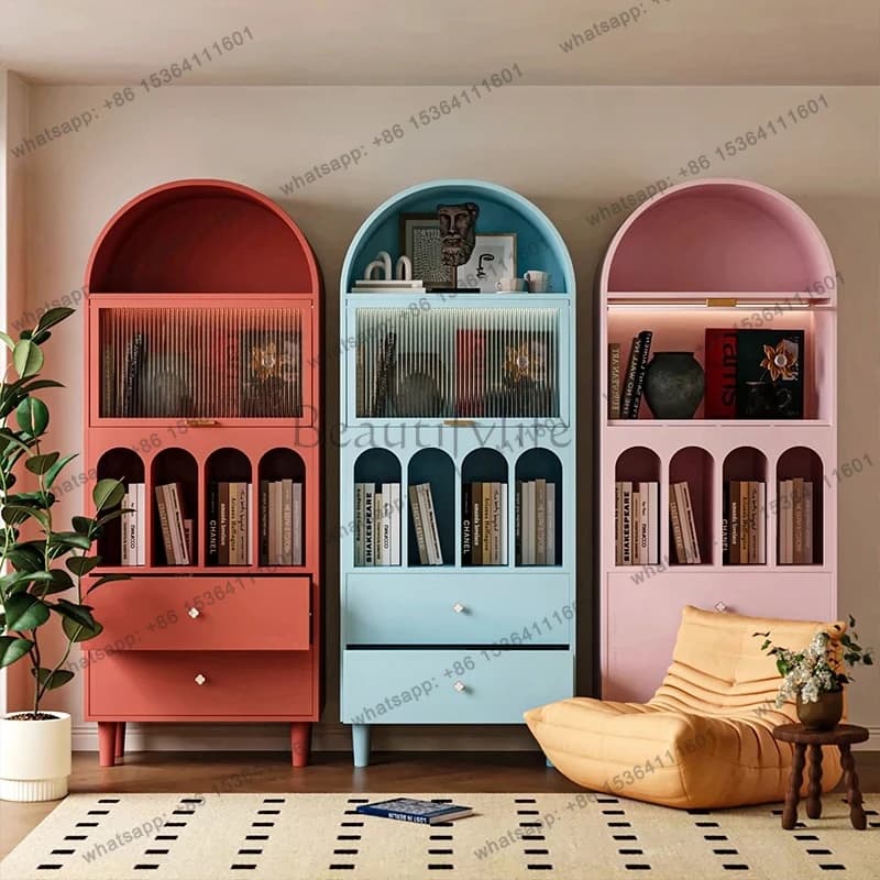 Home entrance cabinet, living room against the wall, bookshelf, integrated solid wood cream wind storage, storage chest