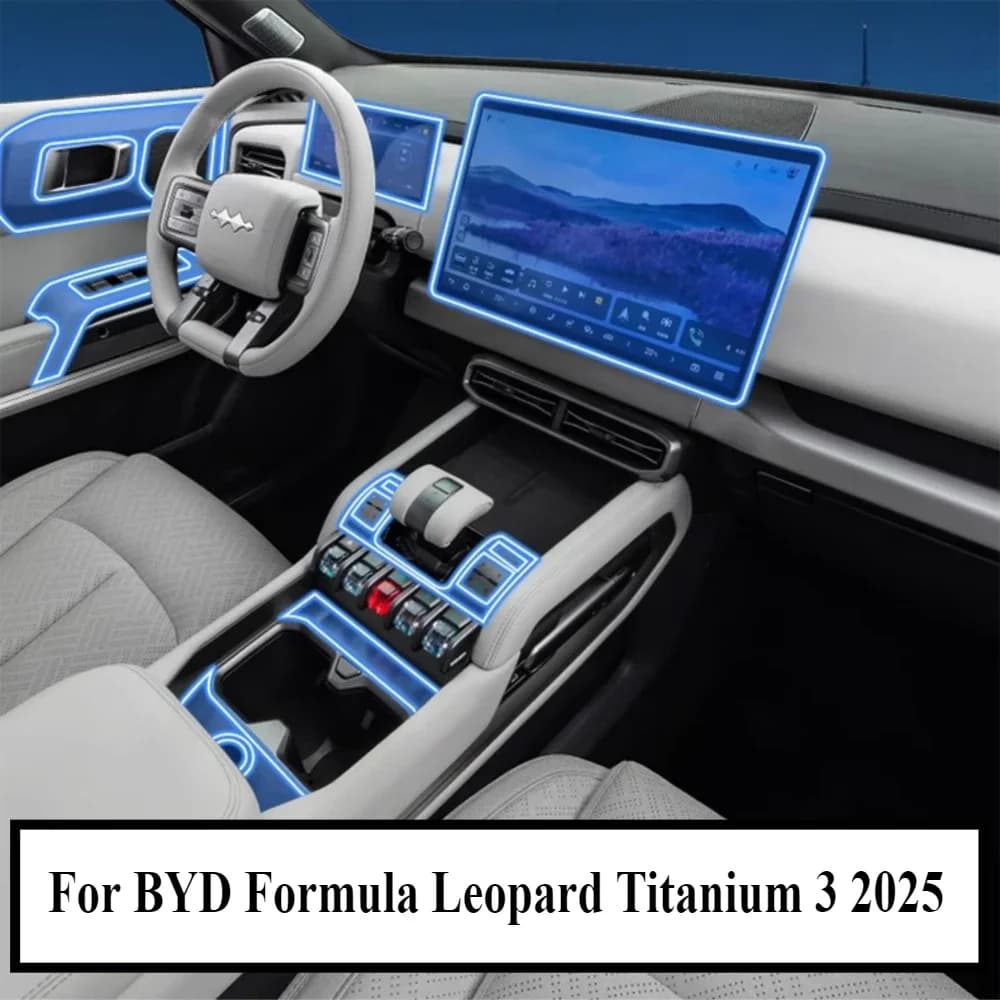 Protective Film For BYD Formula Leopard Titanium 3 Accessories Interior Transparent TPU Gear Panel Navigation Center Console PPF