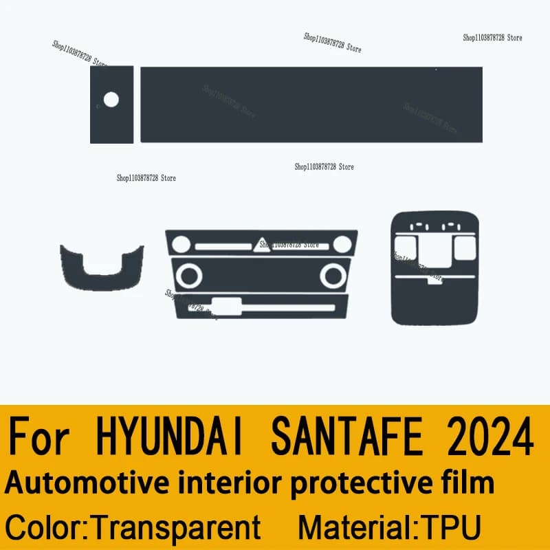 For HYUNDAI SANTAFE 2024 Gearbox Panel Navigation Screen Automotive Interior TPU Protective Film Cover Anti-Scratch Sticker