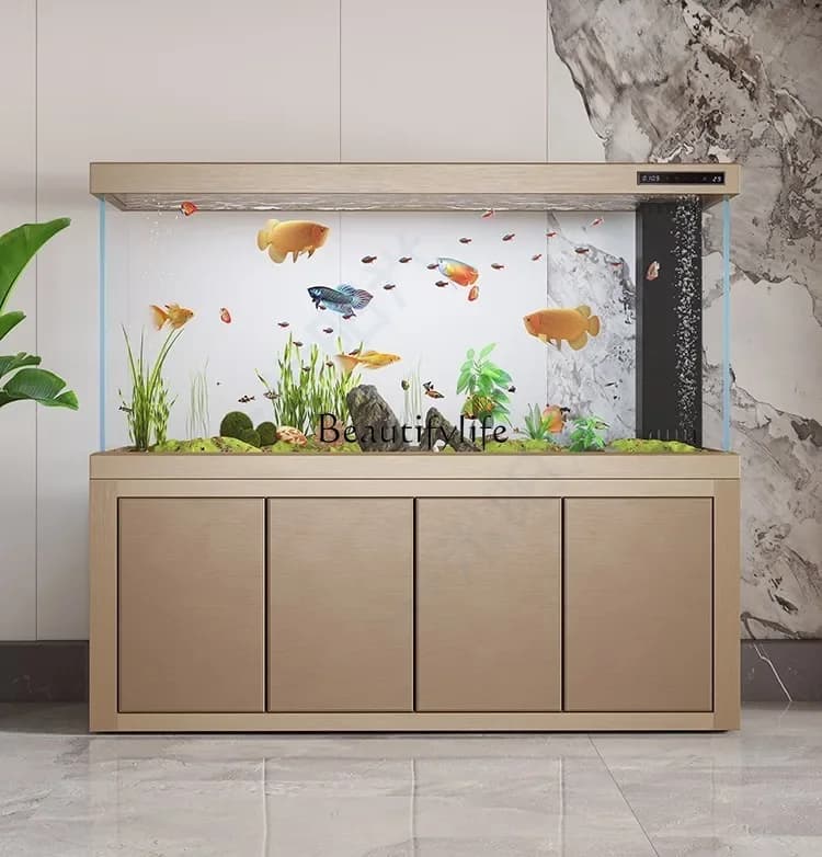 FG11Fish tank living room ultra-white glass large ecological bottom filter integrated whole set of dragon fish tank office