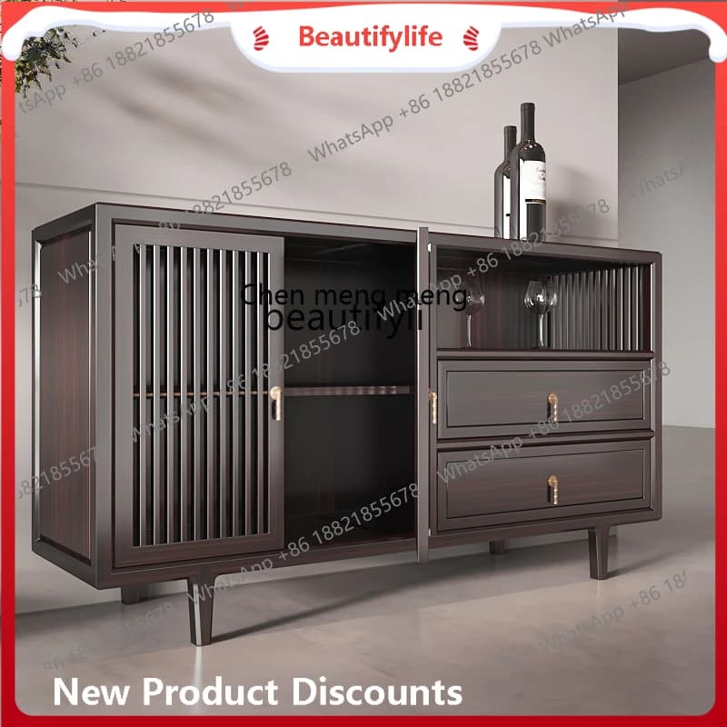 scn8617 New Chinese Style Solid Wood Art Curio Wall Entrance Tea Cabinet Locker Storage Cabinet Integrated