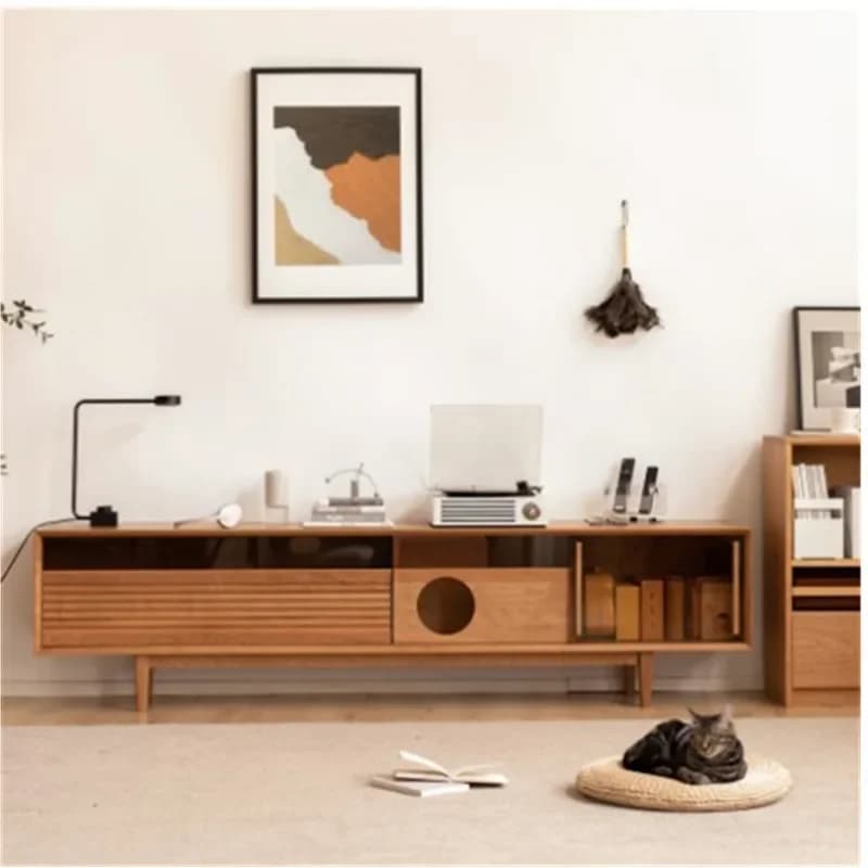 Compact Metal Floating Wooden Tv Cabinet Minimalist Practical Decorative Polished Tv Cabinet Movel Televisao Storage Furniture