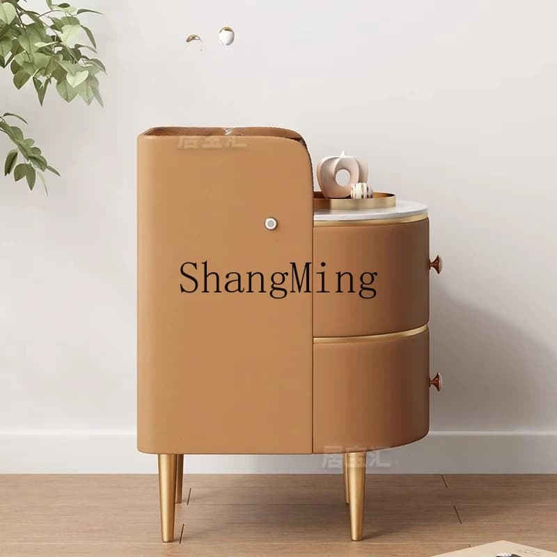 CL  Luxury Smart Bedside Table Integrated Minimalist Modern Tall Storage Rack Bedroom Bedside Cabinet