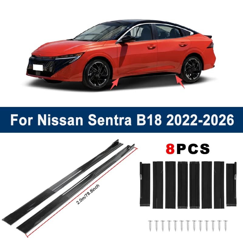 2m Sectional Side Skirt Extension Lips For Nissan Sentra B18 2022-2026 - Racing Side Spoiler Car Modified Body Kit Accessories