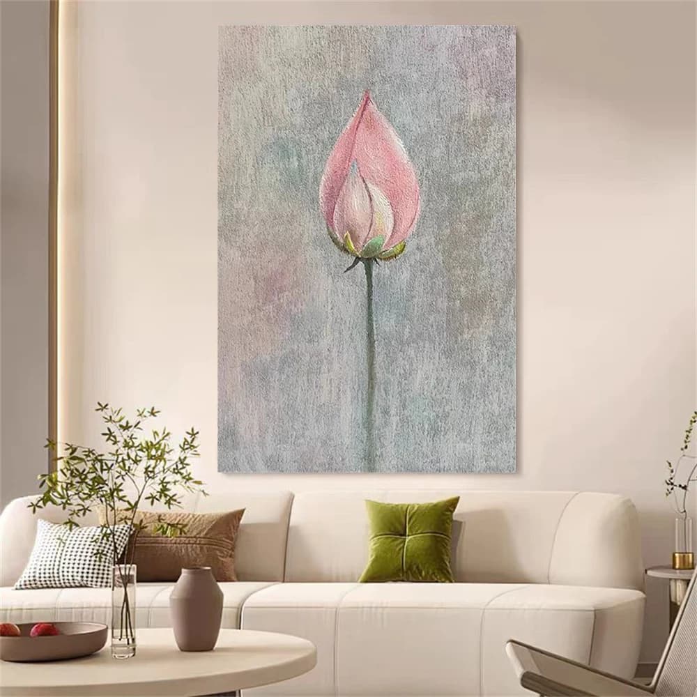 Large Hand-Painted Abstract Oil Painting Modern Canvas Wall Art Decor Warm Pink Mural Gray For Home Living Room Sofa Background