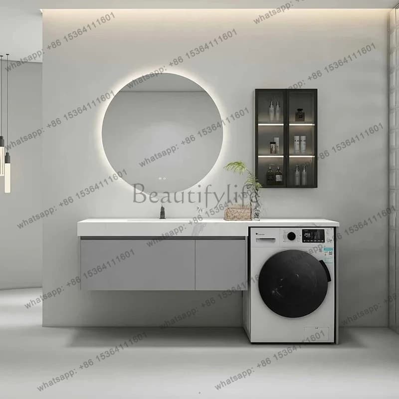 Laundry Cabinet Machine Cabinet Companion Set Bathroom Cabinet Ceramic Integrated Basin Washroom Sink Basin Set