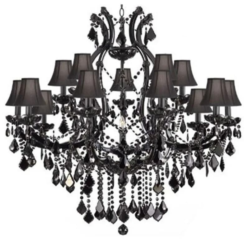 Living Room Dining Room Villa Duplex Black Crystal Chandelier y