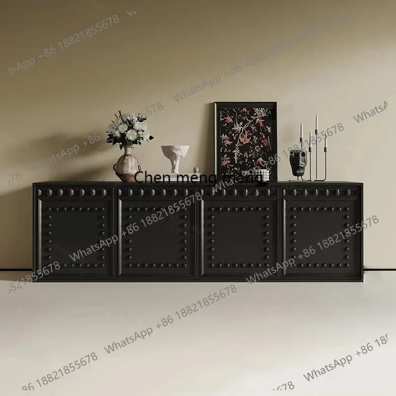 K153  French antique retro solid wood TV cabinet American black retro entrance locker storage