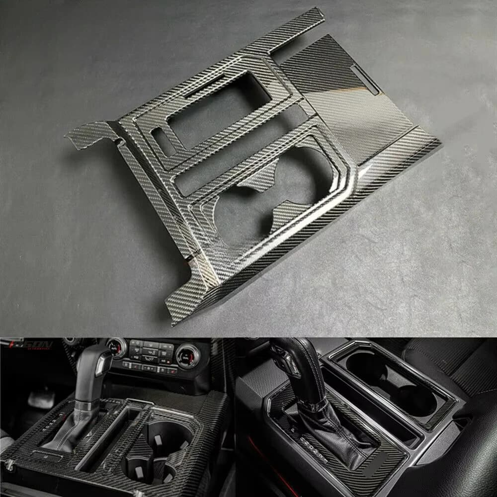 Car Interior Central Console Gear Shift Panel Stickers Cover Trim for F150 Raptor 2015- 2020 Car Accessories Real Carbon
