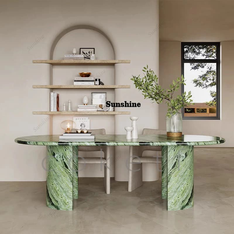 Light luxury high-end natural marble luxury stone dining table eating table