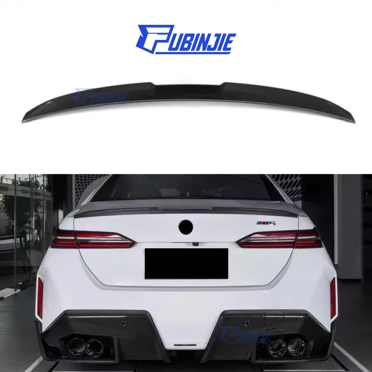 High Quality MP Style Dry Carbon Fiber Rear Trunk Spoiler Splitter For BMW 5 Series G60 G90 M5 2024+ Carbon Fiber Spoiler