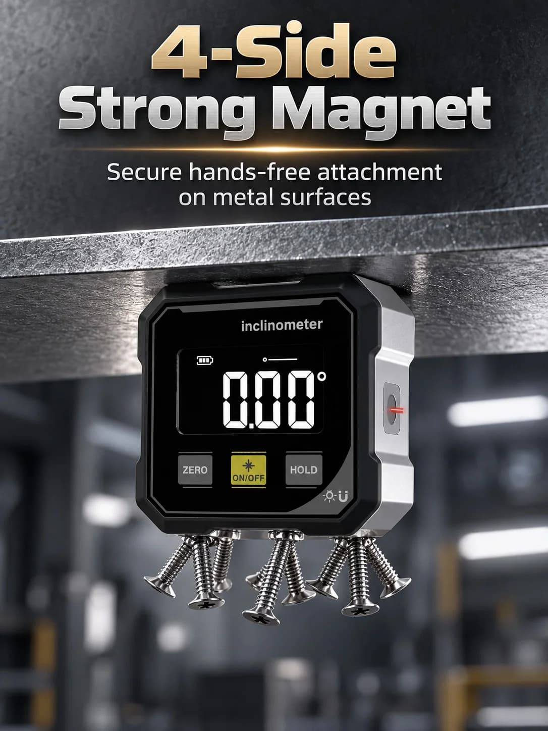 Four-Sided Magnetic Laser Level High-Precision Digital Laser Inclinometer Angle Measurement Tool for Construction and Woodworkin