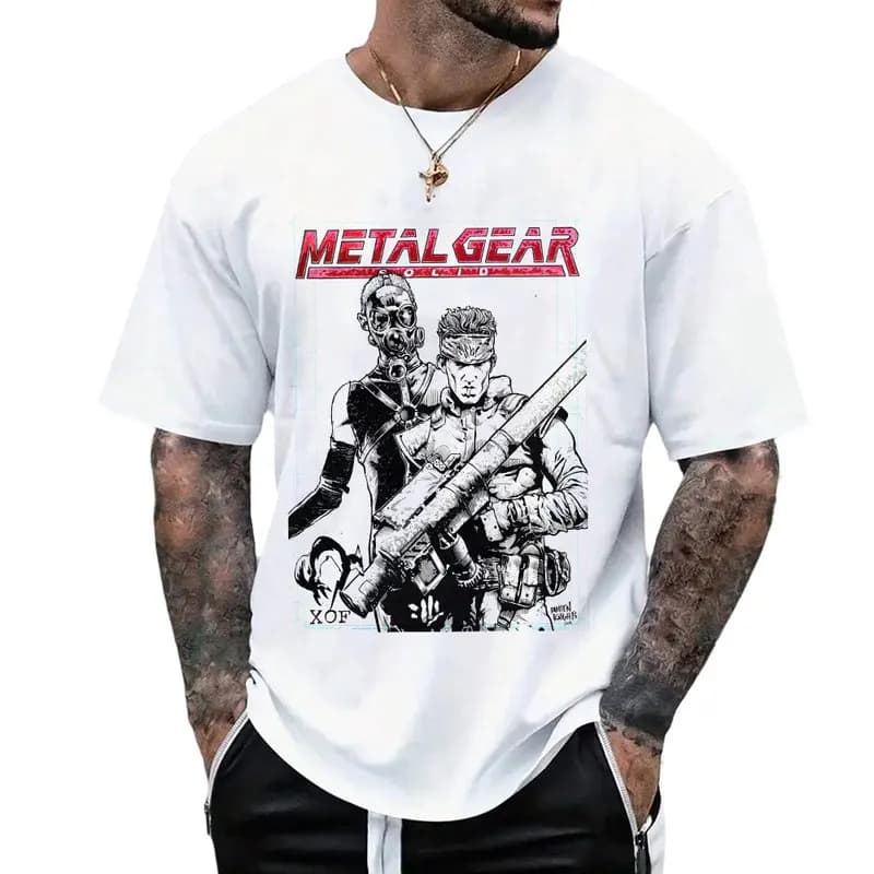 Metal Gear Solid MGS Game Gift T‑Shirt for Gamer Unisex Cotton Short Sleeve Tees Solid Snake Graphic Print Streetwear Tops
