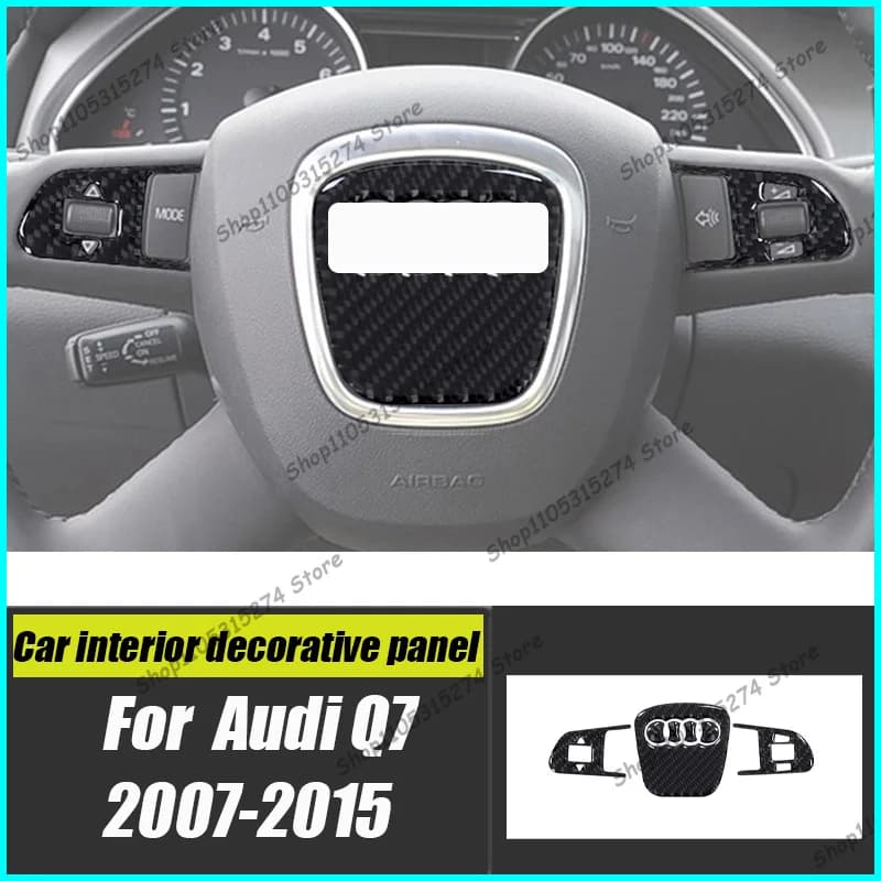 Steering Wheel Button Decorative Stickers Are Suitable for 07-15 Audi Q7 Carbon Fiber Interior Modification Accessories