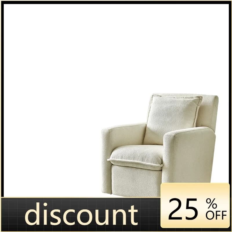 LMM white fabric electric recliner living room lamb wool single swivel chair balcony electric adjustment