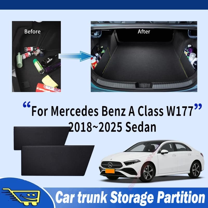 For Mercedes Benz A Class W177 2018~2025 Thickening Trunk Storage Partition Multifunction Storage Box Auto Interior Accessories